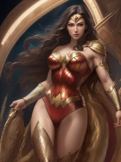 (masterpiece, best quality)
oil painting of The Wonder woman wearing iconic costume with intricate detailing with gold details, Botticelli-esque figure, sleek, dark matter, celestial influences, 
(subsurface scattering, best quality, highly detailed, realistic lighting, cinematic composition, raw, ultrares, hyper realistic:1.2), (photorealistic:1.1),
riding a dildo, 