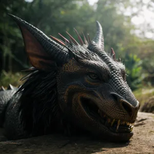 Incredible detailed shot of a magnificent dragon waking up from a thousand years of sleep| the gaze of half-open eyes driving you insane| concept art| illustration