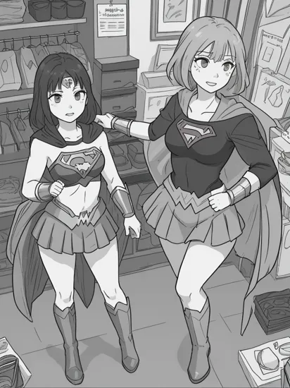 Photo of Wonder Woman and Supergirl shopping for second hand cloth at goodwill store
Negative prompt: Deformed,  black and white,  realism,  disfigured,  low contrast
Steps: 30, Sampler: DPM++ 2M SDE Karras, CFG scale: 7.5, Seed: 4236323528, Size: 768x1152, Model: zavychromaxl_v21, Denoising strength: 0, Style Selector Enabled: True, Style Selector Randomize: False, Style Selector Style: base, Version: v1.6.0.75-beta-4-4-gb3d76ba, TaskID: 657371120051262612