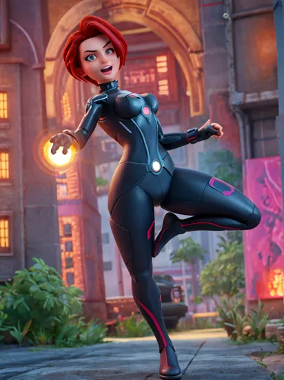 full body of Girl android 20 y.o [, <hypernet:pureerosface_v1:1> ] with the gradient red hair glowing floating, short hair, anger facial expression, [relfect dress, technology dress, iron man dress, see-through stomach gothic dress,
iron-man neck glowing, glow shine body, iron blackcat suit], (high detailed skin:1.5), [shine detail eyes, detailed face, look at viewer, smile, amazing detail, 8k resolution, RTX, best art, sexy,[ background in top-down of buiding, vaporwave
vibe art style, city night, night, glowing led sign, sci-fi, futuristic ], [ ariel view futuristic background], looking viewer, Dark, cyberpunk 2077 style, tron movie, 1girl, perfect finger, medium breast, action movie pose, CGI Background, Galaxy glowing,
portal dimension, iron short, correct eyes, sci-fi ring bracelet on the right hand, multiverse, ready player one, alita, background realistic, futuristic, Array with Dynamic Particles, 3d Futuristic technology style, perfect hand, running pose, action jumping pose,