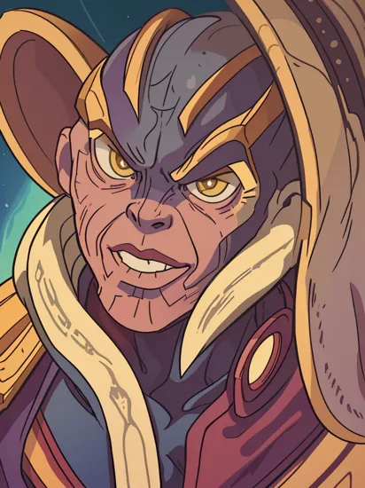 clayanim, close-up face portrait of Marvel (Thanos:1.1), DOF, sharp focus, dramatic light