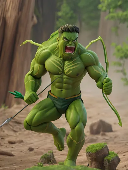 Preda-Hulk Arrow: Merging Predator, The Hulk, and Green Arrow, this action figure hunts with extraterrestrial cunning:0.3, unleashes unstoppable rage:0.3, and showcases archery precision:0.3. , awe_toys