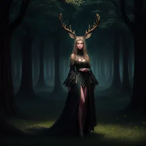 A deer girl that is standing in the grass, full gown, SFW, behance contest winner, fantasy art, magical sparkling colored dust, staggering in its beauty, uniquely beautiful, an epic majestical degen trader, cute forest creature, galactic entity, of a beautiful, beautiful illumination, powerful aura