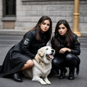 principessa guerriera con delle bellissime air force 1 con il logo nero e un fedele suddito che in realtà era il suo amato Golden Retriever americano