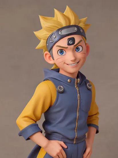 masterpiece, best quality, 1boy, uzumaki naruto, blonde hair,  spiked hair, blue eyes,  whisker markings, facial mark,  forehead protector, , konohagakure symbol, jumpsuit, upper body, looking at viewer, smile, solo, meadow background <lora:Naruto:1>
