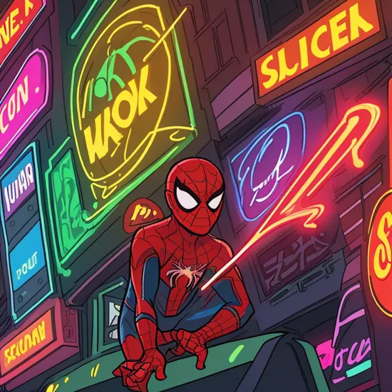 Spider Man,neon light,neon sign,neon,LED 
masterpiece, high resolution, octance 4k, high detail , masterpiece,best,quality