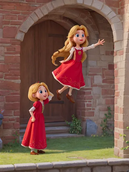 Rapunzel, red dress