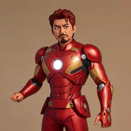 The illustration vividly portrays Iron Man, but there's a unique twist. The armor Tony Stark is typically known for has been transformed by the traditional Japanese Ukiyo-e art style. Instead of the sleek, futuristic look, Iron Man's armor now boasts intricate patterns, ornate embellishments, and accessories reminiscent of samurai armor. The color palette harmoniously blends Iron Man's signature red and gold with muted, classical Ukiyo-e shades. Set against an aged and textured backdrop akin to old parchment or scrolls, the image perfectly captures a convergence of the modern superhero icon with ancient Japanese artistry, 