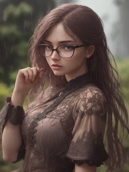 fashion photography upper body shot of a angry stout young woman wearing glasses, lavender in a lush brown island with flowers and birds, 3d render, cgi, symmetrical, octane render, 35mm, bokeh, 9:16, (intricate details:1.2), hdr, (intricate details, hyperdetailed:1.15), (natural skin texture, hyperrealism, soft light, sharp:1.3), detailed iris,
<lora:epiNoiseoffset_v2:1>
<lora:zovyasWetHair_v1:0.5> wet hair, (raining), wet clothes
