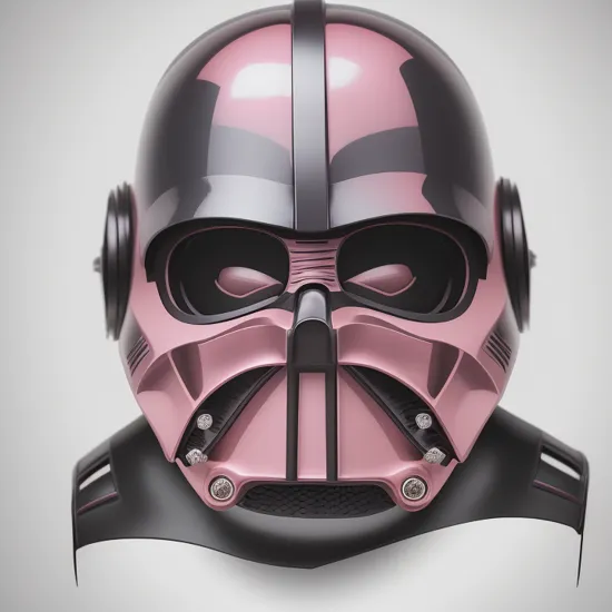 opaque pink darth vader helmet decor piece (just the helmet) in a white background, and 3/4 perspective. Perfect finish (no artifacts), and high definition macro-photography style.