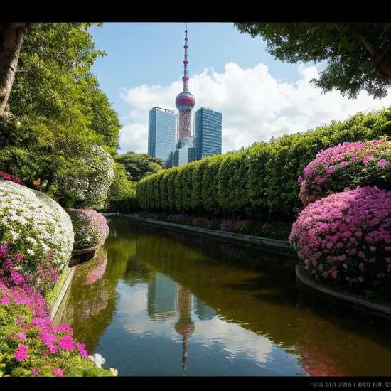 Pixel art tokyo. 3d pixel art 4k wallpaper. incredible pixel art details. flowers. pixel art. lots of flowers in foreground