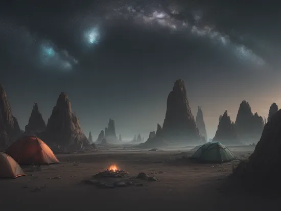 (sci-fi fantasy whimsical ethereal photography:1.4)
(
camping on an alien world, alien landscape
:1.4)
(wide angle action shot:1.2)
(cconcept art:1.2)
(botw genshin:0.6) (ghibli:1.0) (god of war:0.6) (horizon zero dawn:0.6) (assassins creed:1.0) (star wars:1.0) (star trek:1.0) (horizon forbidden west:0.6) (stargate sg-1 stargate atlantis:1.2)
(photo photogenic hdr sharp focus intricate detail composition rule of thirds dof 8k hires reflections bloom:1.2)
(particles:0.8)
(raytracing rtx unreal engine octane render blender:1.3)