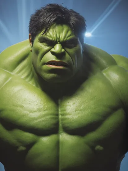 Portrait of a hulk,  Blue lights, in the style of BlueAP, realistic