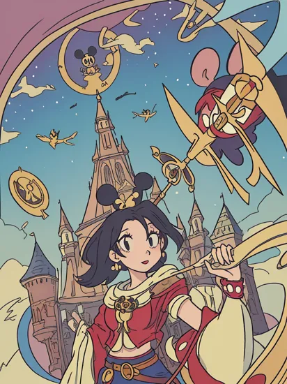 Mickey Mouse, tarot card "The tower", hyper-detailed