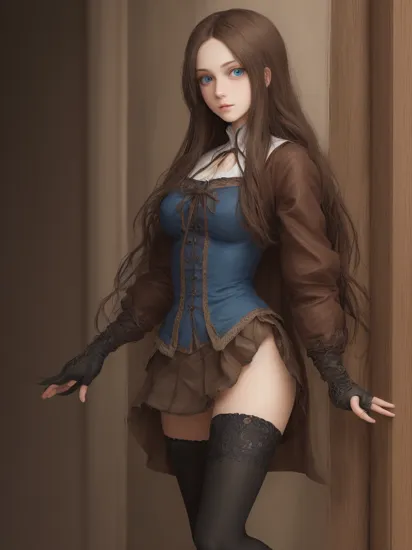 leonardodavinci, , 
leonardo da vinci rider, blue eyes, brown hair, long hair, parted bangs, (small breasts:1.2), , , open mouth,
BREAK black footwear, brown jacket, elbow gloves, gloves, jacket, loafers, metal gloves, pantyhose, red skirt, shoes, skirt, puffy sleeves, thighhighs, blue thighhighs,
BREAK looking at viewer, full body, upper body,
BREAK indoors,
BREAK <lyco:GoodHands-beta2:1>, (masterpiece:1.2), best quality, high resolution, unity 8k wallpaper, (illustration:0.8), (beautiful detailed eyes:1.6), extremely detailed face, perfect lighting, extremely detailed CG, (perfect hands, perfect anatomy),