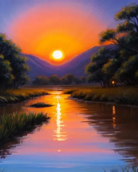 A magical Sunset, in painted style