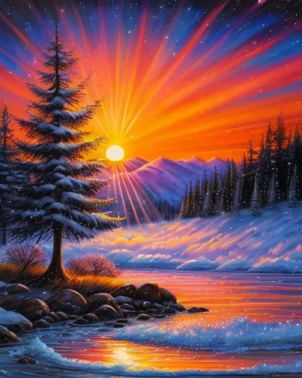 A magical Sunset, in painted style