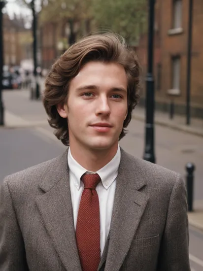 a handsome British man in a suit, London, 1980s, street photography