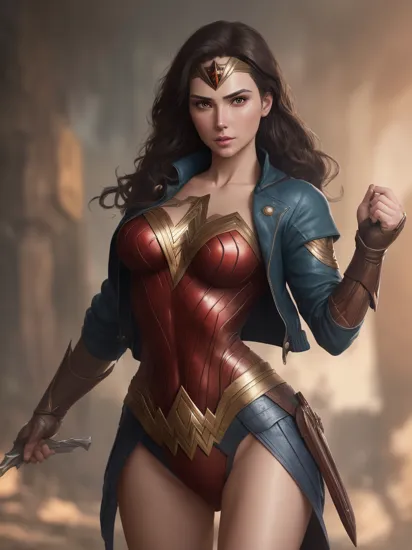 [wonder woman cosplay], highly detailed, artstation, smooth, sharp focus, 8K, (cropped jacket:1.2),(underboob), art by artgerm and greg rutkowski and edgar maxence