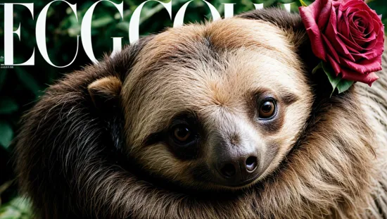 A sloth on the cover of Vogue Magazine fashion