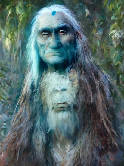 a beautiful portrait of chief dan george taking tobacco in the jungle, hyper realistic face, fantasy art, in the style of, intricate, hyper detailed, smooth  photography 4 k painting beautiful a landscape serene surreal flowers forest mountains waterfall cinematic light, back light morning light, (portrait photo of :1.24), natural (watermark:-1.3) professional, simple