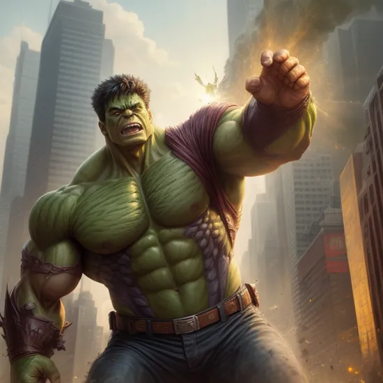 hulk, saving the city, heroic stance, determined expression, towering figure, streets, day, citizens in awe, intricate details, masterpiece, absurdres, best quality 