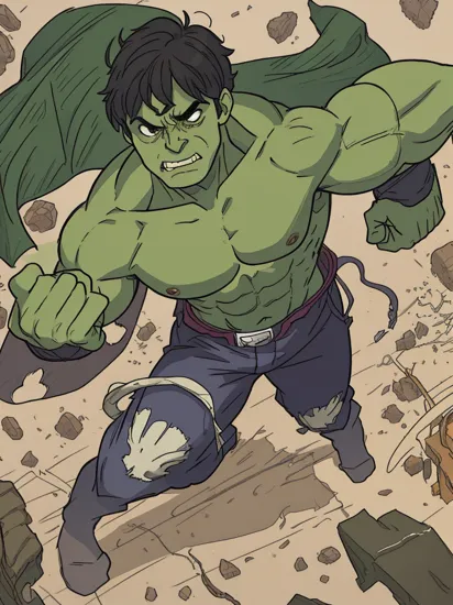 Hulk (Bruce Banner) ,  skeleton visible