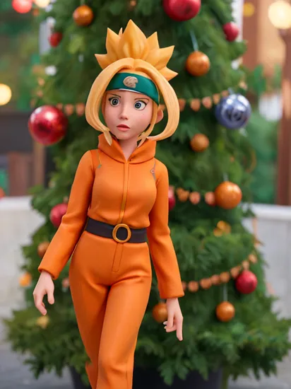 cinematic photo , <lora:quiron_Chritsmas_v1_lora:0.77> ChristmasQuiron style, Christmas, Christmas tree, Christmas decorations,  Christmas style, Christmas spirit, best quality, ultra detailed, 8k, mysterious, (elizabeth olsen) as  Naruto Uzumaki (Naruto): The spiky blond hair, orange jumpsuit, and headband make Naruto a recognizable and beloved character in the cosplay community., . 35mm photograph, film, bokeh, professional, 4k, highly detailed