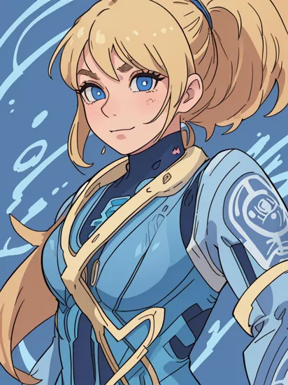 1girl, solo, samus aran, (blonde hair), ((blue eyes)), janrock-12000, ponytail, detailed face, detailed eyes, intricate details, (portrait), ((detailed pupils)), short hair, (zero suit), bodysuit, thick body, forest, street fighter, (((upper body))), looking at viewer, closed mouth, seductive smile, modelshoot style
