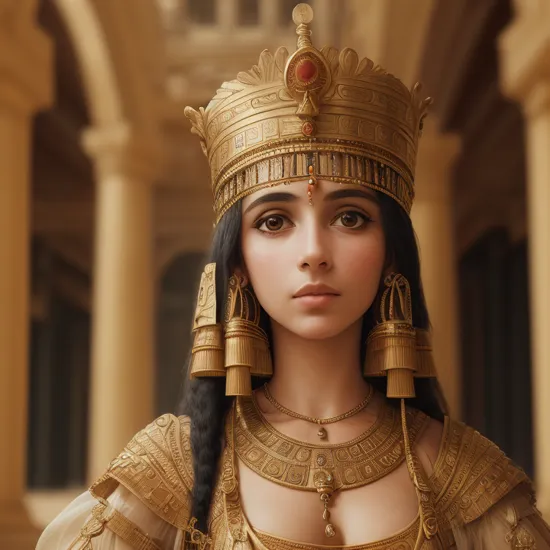 cinematic photo a historically correct photograph of queen Cleopatra VII in her palace, year 50 bc, highly detailed . 35mm photograph, film, bokeh, professional, 4k, highly detailed