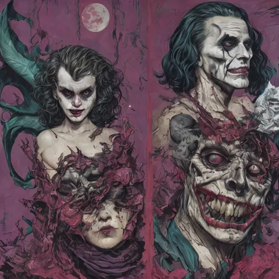 ohwx aesthetic, horror creepy anathomy by apterus, batman vs the joker