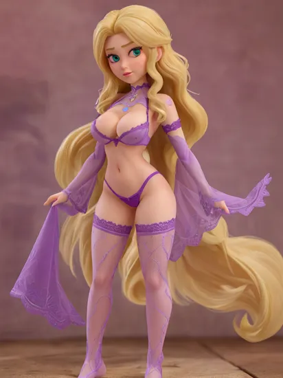 extremely detailed face, perfect lighting, 1girl,  rapunzel, mature woman, adult, (((medium breasts))), crazy long hair, blonde hair, (purple bra lace trim), (purple lace panties trim), very long hair, detailed green eyes, super sexy, long legs, lean thighs, looking at viewer, uncensored, beautiful face, seductive face, (standing:1.4),
(masterpiece:1.2), (best quality:1.1), (ultra detailed), (8k, 4k, intricate), (full-body-shot:1.2), (highly detailed:1.2), (detailed face:1.2), (dynamic pose:1.5), (white background), nsfw, CR1.2,  ,  <lyco:fitgirl_v10:1.0>