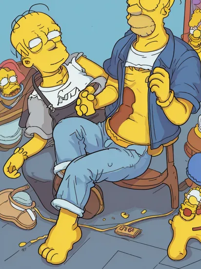 (Homer Simpson:1.4) made of zwuul wearing clothes made of ral-jeans, bald  , (masterpiece:1.2), best quality, (masterpiece:1.2), best quality