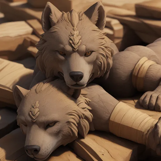 ([Macro Photography:Marble Sculpture:.3]:1.1),and varied Gnoll Pack Lord, made of parallel strand lumber,Global illumination, BREAK detailed picture,Behance,stunning,8k,flat color