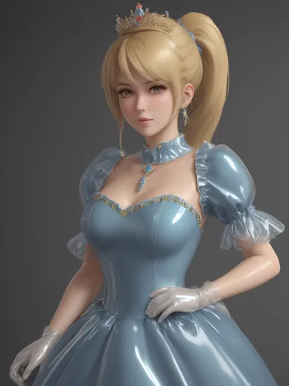 professional detailed (medium shot) photo, (samus aran) dressed in (latex (blue dress:1), (blonde ponytail), (jewelry, princess dress, princess crown, jewel brooch, frilly sleeves), (perfect face, beautiful face, symmetric face), (shiny glossy translucent clothing, gleaming oily latex fabric :1.1)
ultra wide angle shot, cinematic style, 8k, RAW photo, photo-realistic, masterpiece, best quality, absurdres, incredibly absurdres, huge filesize, extremely detailed, High quality texture, physically-based rendering, Ray tracing,