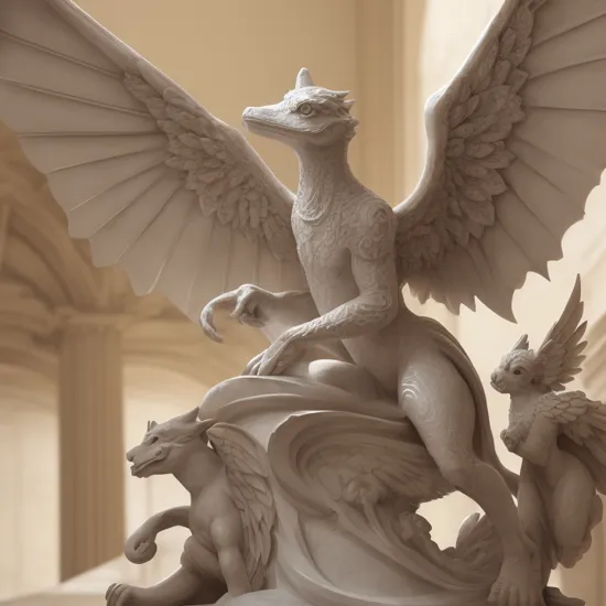  ([Macro Photography:Marble Sculpture:.3]:1.1),and dimensional Winged Kobold, made of plaster,Global illumination, BREAK 50mm,intricate,sharp,extremely detailed,muted color