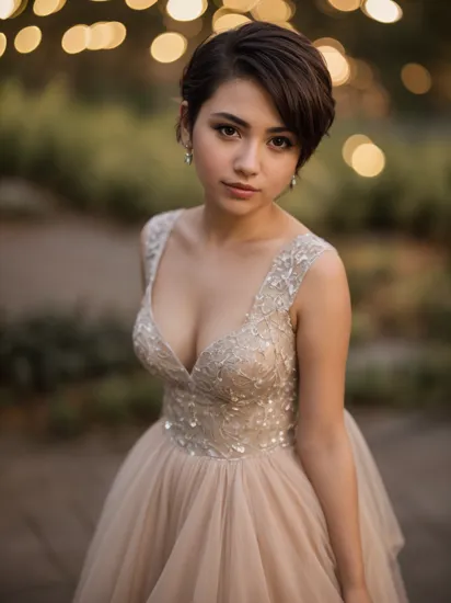professional portrait photography of jortega, masterpiece, gorgeous, looking at the viewer, short pixie hair, night shot, bokeh effect, 30mm, RAW, HDR effect, award-winning photography