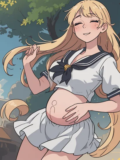(pregnant:1.2),
(masterpiece), (best quality), (photorealistic), 1girl, rapunzel,
(sailor_uniform:1.2), (white_shirt:1.1), cleavage,
huge_breasts, (neckerchief:1.05), crop_top, school_uniform,
bra_visible_through_clothes, black_bra,
miniskirt, hips, thong,
long_blonde_hair,
facing_viewer, beautiful smile, clear_green_eyes, torogao,
(extremely detailed CG unity 8k wallpaper), intricate, cowboy_shot, detailed_face, half-closed_eyes, best lighting,
outdoors, school,
see-through,
blush, sweaty, pussy_juice,
, , <lyco:torogao_v2-000010:0.4>