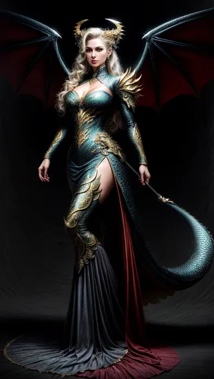 A powerful and elegant woman perfectly integrated with the essence of the dragon, Imaginative and visually striking digital artwork, (This woman exudes confidence and grace with dragon-inspired elements such as scales, wings, or subtle fiery details), A mythical and mesmerizing atmosphere, A harmonious fusion of human and dragon characteristics, <lora:more_details:0.2>, <lora:ExplosionMagic-20:0.2>,<lora:WizardCoreAISD15p:0.3>, full body,
Vibrant colors, dynamic poses, exquisite details, 32k UHD resolution, DSLR, professional photography, high quality, best quality, realistic photo, cinematic angle, cinematic lighting, vibrant color, vivid color, sharp focus