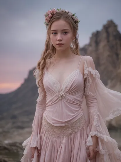 portrait photography,closeup,a young girl bathes in the hot springs of a palace in the sky,wearing a light gauze dress,outside is a pale pink sky,full of dreams,pale clouds floated around,incredible,the palace was lavish and beautiful,extremely detailed realistic fantasy,cowboy shot,narrow waist,twigs,
,