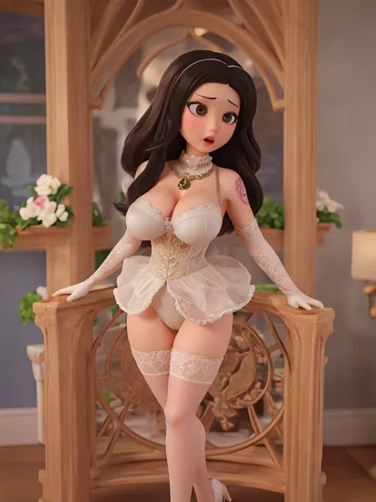 perfect artwork,delicate pattern, (best quality,intricate detail,extremely intricate:1.2),70mm telephoto lens, (detailed clothes features),full body,yoongonji,cleavage,1girl, (gigantic breasts:1.1),standing rapunzelpre, habit, pantyhose, necklace, fishnet thighhighs, high heels,elbow gloves, looking at viewer, blush, open mouth, mature female, (tattoo),arms behind back, wide hips, thick thighs,rapunzeldef, nun, bodysuit, ,
