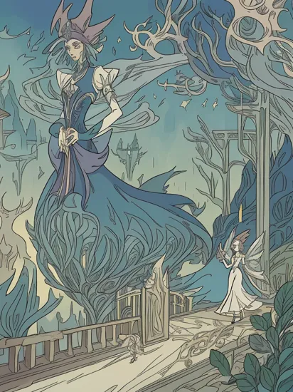 <lyco:KayNielsen:1.0> Create a digital artwork combining Kay Nielsen's whimsical fairy tale illustrations with Leonora Carrington's surreal compositions. Reinterpret the Cinderella story in a unique, enchanting manner, blending intricate details and dreamlike elements to captivate a modern audience."