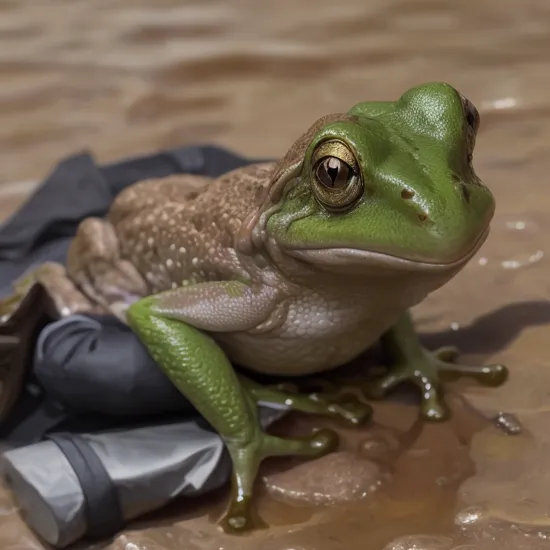 surreal of a frog as (james bond)