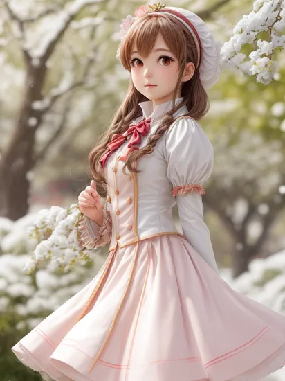 anime style , extra details , ((perfect portrait)), Snow White princess peachPilot's Uniform , focus really intricate details background of a park , 