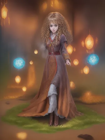 claymation, 80's anime style,
Portrait of Hermione Granger wearing Gryffindor wizarding robes at Hogwarts, ((1girl, solo)),

Wizard robes, wizard staffs, curly hair,
Responsive house, Hogwarts, Gryffindor, Forbidden Forest, Eight-Eyed Spider, Dragons, Unicorns, Trolls,
(zrpgstyle) (masterpiece:1.2) (illustration:1.1) (best quality:1.2) (detailed) (intricate) (8k) (HDR) (wallpaper) (cinematic lighting) (sharp focus) (Style-HogLegacy2:0.8) , 