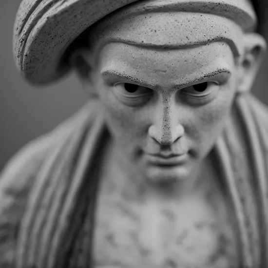  ([Macro Photography:Marble Sculpture:.3]:1.1),and otherworldly Thug, made of brick,Hard Lighting, BREAK award winning,Best quality,extremely detailed,50mm,monochrome
