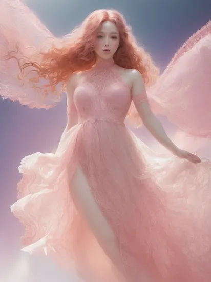 (analog photo:1.2),((dynamic pose:1.2),(dynamic camera,art retouch),(waist-length portrait, a woman wearing a purple dress and a tia tia),(long ginger red curly wind floating hair),posing for fashion,(look to camera),(intricate (pink lace) volumetric glowing abstract background:1.3), in the style of intimacy, dreamscape portraiture, solarization, shiny kitsch pop art, solarization effect, reflections and mirroring, photobash, (composition centering, conceptual photography), (natural colors, correct white balance, color correction, dehaze,clarity),(skin texture)  stardust),(midnight hour, high quality, film grain), (natural colors, correct white balance, color correction, dehaze,clarity)