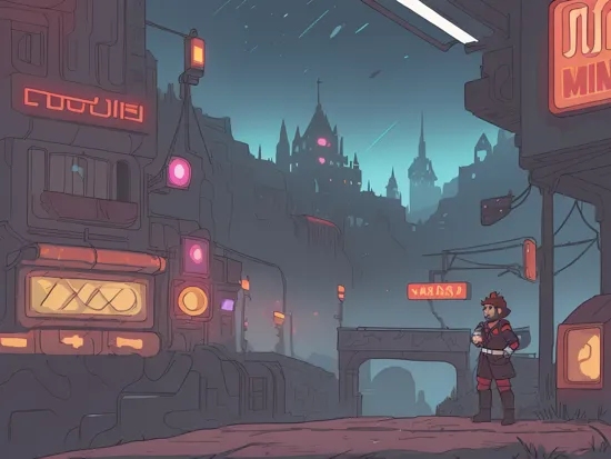mario sits on the red brick wall,it's a cyberpunk scene outside,dark castle,(neon lights:1.2),((dystopian)),
advert,text says "Super Mario 2077",concept art,bold font,stylized font,text,writing,
surreal,visual effects,fantasy,mystery,magic,utopia,blue fog,stunning,chromatic calcium supplement,landscape,vibrant colors,highly detailed,(wallpaper:1.2),creative,studio quality,8k HDR,