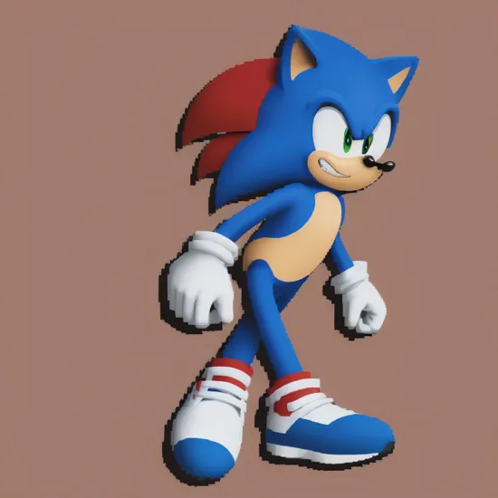 Sonic The Hedgehog, 1boy, solo, blue, red sneakers, Pixel Art, PIXARFK