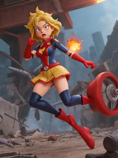 (my hero academia style),  thepit bimbo, studio_ghibli_anime_style style, glossy,

[Margot Robbie:Emma Stone:0.70], solo 1girl,

battle pose with long black hair, breasts, hip body,
wearing Iron Man body armor, wearing gloves, very short hair,


explosion in background, fight scene, evil superheroes, danger, oppressive, tension,
fire, destruction, debris, flying object,

hyperrealism, 8k, battle arena background, volumetric lighting, good lighting, side lighting, perfect lighting,

[Koneko Toujou from high school dxd],
, Remorhaz attack,